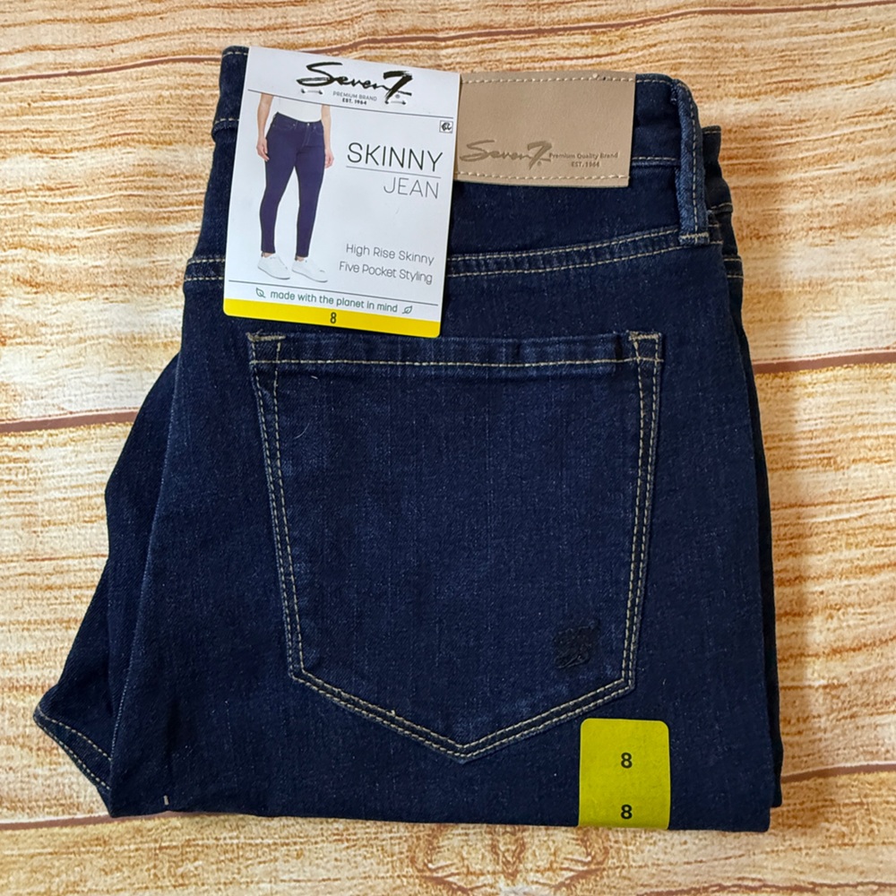 Seven7 Women's 5 Pockets Stretch High Rise Skinny Jean‎ Argon Size 8